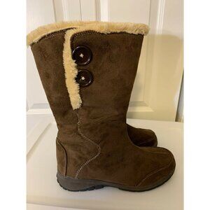 Itasca Blitzen Womens sz 9 Brown Suede Winter Warm Fur‎ Lined Mid Calf Boots